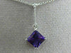 ESTATE 1.06CT DIAMOND & AMETHYST 14K WHITE GOLD 3D ELONGATED FLOATING PENDANT