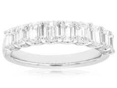 1.80CT DIAMOND 14K WHITE GOLD EMERALD CUT CLASSIC SEMI ETERNITY ANNIVERSARY RING