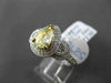 ESTATE 1.64CT FANCY YELLOW DIAMOND 18K TWO TONE GOLD DOUBLE HALO ENGAGEMENT RING