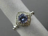 ESTATE 1.08CT DIAMOND & TANZANITE 14KT WHITE GOLD 3D SQUARE HALO ENGAGEMENT RING