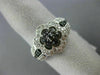 ESTATE WIDE .50CT WHITE & BLACK DIAMOND 14KT WHITE GOLD 3D PAVE FLOWER FUN RING