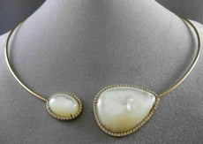 ESTATE 1.10CT DIAMOND 14KT ROSE GOLD MOTHER OF PEARL MULTI SHAPE CHOKER NECKLACE