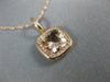 ESTATE 1.33CT DIAMOND & AAA MORGANITE 14K ROSE GOLD SQUARE HALO FLOATING PENDANT