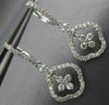 ESTATE 1.23CT DIAMOND 14K WHITE GOLD 3D FLOWER LEVERBACK HUGGIE HANGING EARRINGS