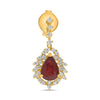 1.99CT DIAMOND & AAA RUBY 14KT YELLOW GOLD FLORAL TEAR DROP FUN HANGING EARRINGS