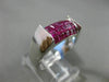 ESTATE WIDE 3.10CT AAA EXTRA FACET RUBY 18KT WHITE GOLD 3D RECTANGULAR MENS RING