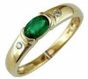.49CT DIAMOND & AAA EMERALD 14KT YELLOW GOLD OVAL & ROUND SEMI BEZEL ETOILE RING
