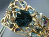 ESTATE LARGE 9.26CT MULTI COLOR DIAMOND & AAA GEM 14K GOLD AQUATIC FLOWER BANGLE