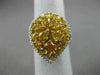 EXTRA LARGE 4.2CT WHITE & INTENSE YELLOW DIAMOND 18K 2 TONE GOLD PEAR SHAPE RING