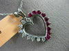 ESTATE .90CT DIAMOND & AAA RUBY 14KT WHITE GOLD OPEN HEART LOVE FLOATING PENDANT