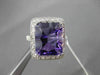ESTATE LARGE 4.96CTW DIAMOND & AAA AMETHYST 14KT WHITE GOLD FILIGREE HALO RING