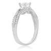 ESTATE .35CT DIAMOND 14K WHITE GOLD 3D THREE STONE INFINITY LOVE ENGAGEMENT RING