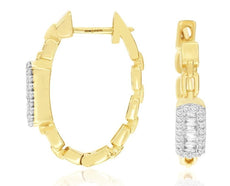 .40CT DIAMOND 14K YELLOW GOLD 3D ROUND & BAGUETTE RECTANGULAR OVAL HOOP EARRINGS