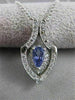 ESTATE DIAMOND TANZANITE 14K WHITE GOLD OPEN HANGING NECKLACE PENDANT #15563