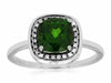 1.49CT DIAMOND & AAA RUSSALITE 14KT WHITE GOLD CUSHION HALO ENGAGEMENT RING