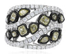 3.35CT WHITE & FANCY YELLOW MULTI SHAPE DIAMOND 18KT WHITE & BLACK GOLD 3D RING