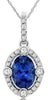 .99CT DIAMOND & AAA TANZANITE 14K WHITE GOLD 3D OVAL & ROUND HALO ETOILE PENDANT