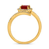 WIDE 1.12CT DIAMOND & AAA RUBY 14KT YELLOW GOLD OVAL CRISS CROSS HALO LOVE RING