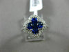 ESTATE 1.38CT DIAMOND & AAA SAPPHIRE 18KT WHITE GOLD 3D SQUARE FLOWER LOVE RING
