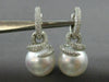ESTATE LARGE 1.6CT DIAMOND & AAA SOUTH SEA PEARL 18K WHITE GOLD HANGING EARRINGS