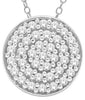 ESTATE 0.1CT DIAMOND 14KT WHITE GOLD 3D CLASSIC PAVE CIRCULAR FLOATING PENDANT