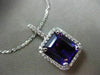 ESTATE LARGE 7.04CT DIAMOND & AMETHYST 14KT WHITE GOLD FILIGREE FLOATING PENDANT