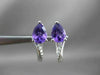 ESTATE 1.34CT DIAMOND & AAA AMETHYST 18K WHITE GOLD TEAR DROP LEVERBACK EARRINGS