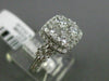ESTATE WIDE 1.41CT DIAMOND 18K WHITE GOLD 3D SQUARE HALO ENGAGEMENT PROMISE RING