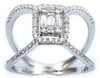.55CT DIAMOND 18KT WHITE GOLD 3D ROUND & BAGUETTE CLUSTER SQUARE INVISIBLE RING