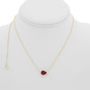 .96CT DIAMOND & AAA RUBY 18K YELLOW GOLD PEAR SHAPE SOLITAIRE HALO LOVE NECKLACE