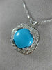 ANTIQUE .45CT DIAMOND & AAA TURQUOISE 14KT WHITE GOLD SQUARE HALO PENDANT #14800