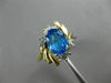 ESTATE WIDE 2.18CT DIAMOND & AAA BLUE TOPAZ 14KT YELLOW GOLD 3D FLOWER FUN RING