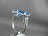 ESTATE 11.42CTW DIAMOND & AAA EMERALD CUT BLUE TOPAZ 14KT WHITE GOLD HALO RING