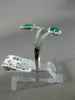 ESTATE WIDE .60CT ROUND DIAMOND & AAA EMERALD 18K WHITE GOLD 3D DOUBLE LEAF RING