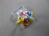 1.75CT DIAMOND & AAA MULTI COLOR SAPPHIRE 14K 2 TONE GOLD FLOWER FUN RING #27939