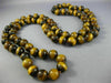 ESTATE LONG CLASSIC 3D 10mm TIGER EYE STRIDE BEADED FUN NECKLACE #25891