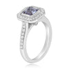 1.57CT DIAMOND & AAA PINK AMETHYST 18KT WHITE GOLD EMERALD CUT & ROUND HALO RING