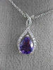 ESTATE 1.12CT DIAMOND & AAA AMETHYST 14KT WHITE GOLD TEAR DROP MILGRAIN PENDANT