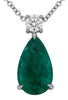 3.51CT DIAMOND & AAA EMERALD 18KT WHITE GOLD PEAR SHAPE SOLITAIRE LOVE NECKLACE
