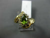 WIDE 1.05CT DIAMOND & AAA PEAR SHAPE PERIDOT 14KT YELLOW GOLD 3D HALO FUN RING