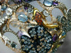 ESTATE LARGE 9.26CT MULTI COLOR DIAMOND & AAA GEM 14K GOLD AQUATIC FLOWER BANGLE