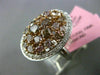 ESTATE LARGE 3CT MULTI COLOR DIAMOND 18K WHITE & ROSE GOLD OVAL MULTI SHAPE RING