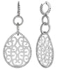 1.36CT DIAMOND 18KT WHITE GOLD 3D FILIGREE TEAR DROP LOVE KNOT HANGING EARRINGS