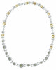 ESTATE LARGE 6.73CT WHITE & FANCY YELLOW DIAMOND 18KT 2 TONE GOLD HALO NECKLACE