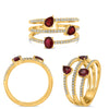 WIDE 1.20CT DIAMOND & AAA RUBY 14KT YELLOW GOLD 3D MULTI SHAPE 3 ROW FUN RING