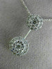 ESTATE 1.0CT ROUND DIAMOND 14K WHITE GOLD 3D FLOWER DOUBLE CLUSTER PENDANT #1939