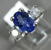 1.63CT ROUND DIAMOND & AAA OVAL TANZANITE 14K WHITE GOLD 3 STONE ENGAGEMENT RING