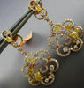 ESTATE 2.76CT MULTI COLOR FANCY DIAMOND 18KT TWO TONE GOLD 3D FLOWER EARRINGS