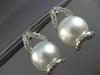 ESTATE LARGE .4CT DIAMOND & AAA SOUTH SEA PEARLS 18K WHITE GOLD HANGING EARRINGS