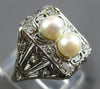 ANTIQUE .25CT OLD MINE DIAMOND & AAA SOUTH SEA PEARL 14KT WHITE GOLD RING #28167